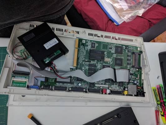 A1200 motherboard, Gotek floppy emulator and CF drive
